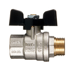 Кран шаровой латунный Bugatti 1/2 ВР(г) х 1/2 НР(ш) бабочка прямой (03070176) - фото 3