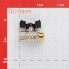 Кран шаровой латунный Bugatti 1/2 ВР(г) х 1/2 НР(ш) бабочка прямой (03070176) - фото 2