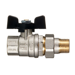 Кран шаровой латунный Bugatti 1/2 ВР(г) х 1/2 НР(ш) бабочка с полусгоном прямой (3220088) - фото 4