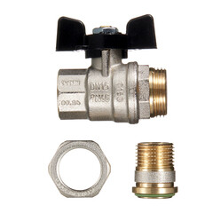 Кран шаровой латунный Bugatti 1/2 ВР(г) х 1/2 НР(ш) бабочка с полусгоном прямой (3220088) - фото 3