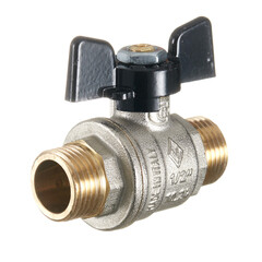 Изображение товара Кран шаровой латунный Bugatti 1/2 НР(ш) х 1/2 НР(ш) бабочка прямой (03270063)