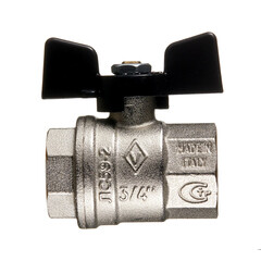 Кран шаровой латунный Bugatti 3/4 ВР(г) х 3/4 ВР(г) бабочка прямой (03020182) - фото 3