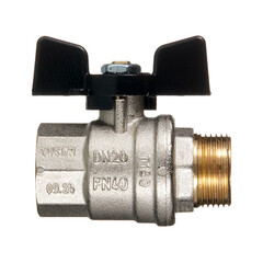 Кран шаровой латунный Bugatti 3/4 ВР(г) х 3/4 НР(ш) бабочка прямой (03070177) - фото 3