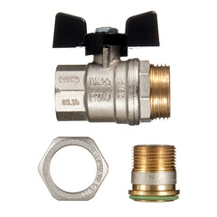 Кран шаровой латунный Bugatti 3/4 ВР(г) х 3/4 НР(ш) бабочка с полусгоном прямой (3220089) - фото 3