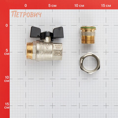 Кран шаровой латунный Bugatti 3/4 ВР(г) х 3/4 НР(ш) бабочка с полусгоном прямой (3220089) - фото 2