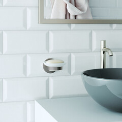 Мыльница для ванной Zenfort 21585 с держателем стекло/металл графит (102083) - фото 2