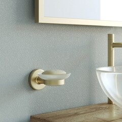 Мыльница для ванной Zenfort 23585 с держателем стекло/металл золото (102053) - фото 2