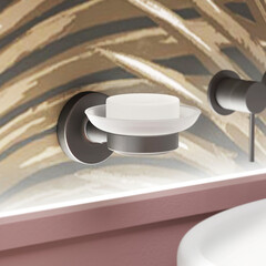 Мыльница для ванной Zenfort 20585 с держателем стекло/металл черная (102039) - фото 3