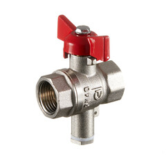 Изображение товара Кран шаровой латунный Valtec 1/2 ВР(г) х 1/2 ВР(ш) полнопроходной бабочка для подключения датчика температуры прямой (VT.128.N.04)