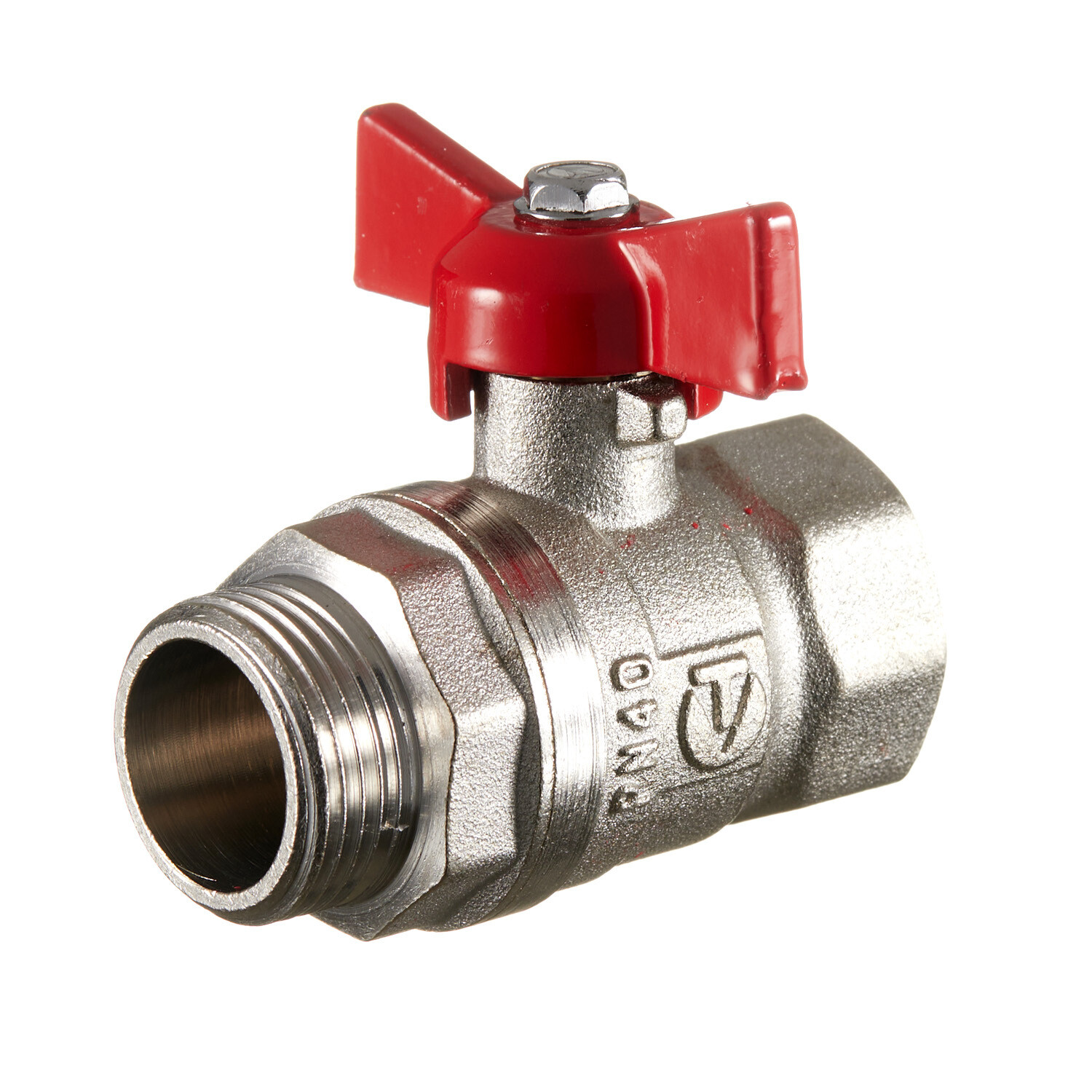 

Кран шаровой латунный Valtec 1/2 ВР(г) х 1/2 НР(ш) полнопроходной бабочка прямой (VT.123.N.04)