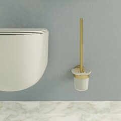 Ершик для унитаза Zenfort 23590 подвесной стекло/металл золото (102049) - фото 2