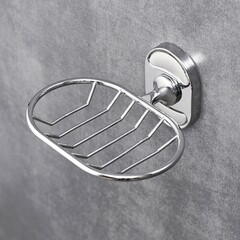 Мыльница для ванной РМС А10 с держателем сталь хром (A2021) - фото 3