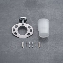 Стакан для ванной РМС с держателем стекло матовый/металл белый (A6020-1) - фото 4