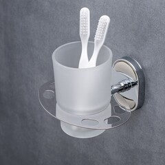 Стакан для ванной РМС с держателем стекло матовый/металл белый (A6020-1) - фото 2