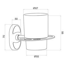 Стакан для ванной РМС с держателем стекло матовый/металл белый (A6020-1) - фото 3