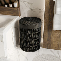 Корзина для белья WasserKraft Mosel 460х460х610 мм 129,1 л черная (WB-460-L) - фото 3