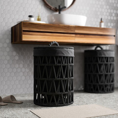 Корзина для белья WasserKraft Mosel 360х360х550 мм 71,3 л черная (WB-460-S) - фото 3