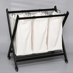 Корзина для белья WasserKraft Naab 790х720х465 мм 123 л складная белая/черная (WB-860-L) - фото 11