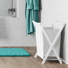 Корзина для белья WasserKraft Nau 420х410х650 мм 112 л складная белая (WB-773-L) - фото 3