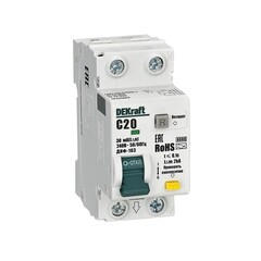 Изображение товара Автомат дифференциальный Dekraft ДИФ-103 20А 1P+N тип A 30 мА 6 кА (16348DEK)