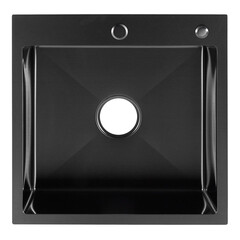 Мойка для кухни РМС 50х50х20 см врезная с коландером и дозатором сталь графит (MR-5050BL) - фото 9