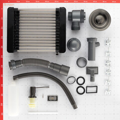 Мойка для кухни РМС 50х50х20 см врезная с коландером и дозатором сталь графит (MR-5050BL) - фото 6