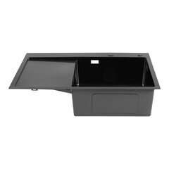 Мойка для кухни РМС 51х78х18 см врезная с крылом и дозатором сталь графит (MRK-7851BL-R) - фото 9