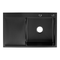 Мойка для кухни РМС 51х78х18 см врезная с крылом и дозатором сталь графит (MRK-7851BL-R) - фото 8