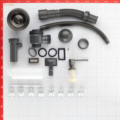 Мойка для кухни РМС 51х78х18 см врезная с крылом и дозатором сталь графит (MRK-7851BL-R) - фото 5