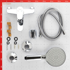 Смеситель для ванны Corsa Deco CX хром однорычажный с коротким изливом с лейкой (FBTCX1) - фото 11