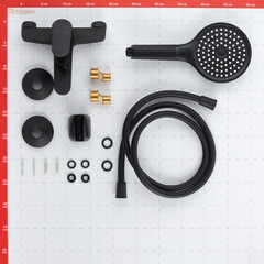 Смеситель для ванны Corsa Deco CX черный матовый однорычажный с коротким изливом с лейкой (FBTCX1B) - фото 11