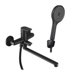 Смеситель для ванны Corsa Deco CX черный матовый однорычажный с длинным изливом с лейкой (FBTCX3B) - фото 10