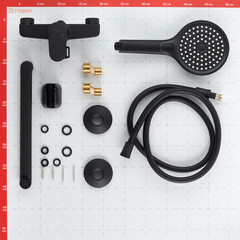 Смеситель для ванны Corsa Deco CX черный матовый однорычажный с длинным изливом с лейкой (FBTCX3B) - фото 11