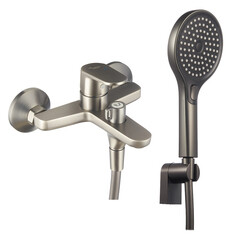 Смеситель для ванны Corsa Deco CX графит однорычажный с коротким изливом с лейкой (FBTCX1MG) - фото 10