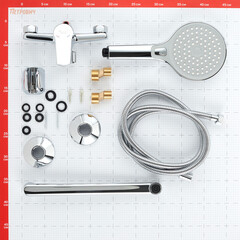 Смеситель для ванны Corsa Deco KX хром однорычажный с длинным изливом с лейкой (FBTKX3) - фото 11