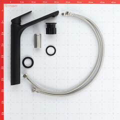 Смеситель для раковины высокий Corsa Deco KX однорычажный черный (FBKXLB) - фото 11