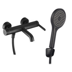 Смеситель для ванны Corsa Deco VX черный матовый однорычажный с коротким изливом с лейкой (FBTVX1B) - фото 10