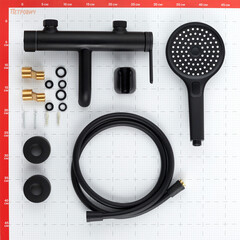 Смеситель для ванны Corsa Deco VX черный матовый однорычажный с коротким изливом с лейкой (FBTVX1B) - фото 11