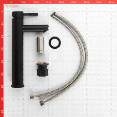 Смеситель для раковины высокий Corsa Deco AS однорычажный черный (FBASLB) - фото 9