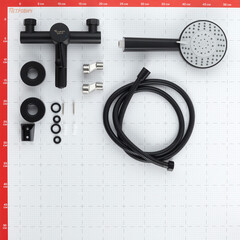 Смеситель для ванны Сorsa Deco AS черный однорычажный с коротким изливом с лейкой (FBTAS1B) - фото 11