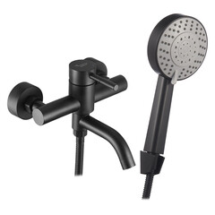 Смеситель для ванны Сorsa Deco NS черный однорычажный с коротким изливом с лейкой (FBTNS1B) - фото 10