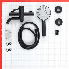 Смеситель для ванны Сorsa Deco NS черный однорычажный с коротким изливом с лейкой (FBTNS1B) - фото 11