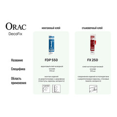 Клей стыковочный полиуретановый Orac Decofix extra plus FX250 прозрачный 310 мл - фото 2