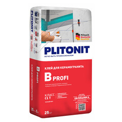 Клей для плитки/ керамогранита/ мозаики Plitonit В Профи серый класс C1 T 25 кг