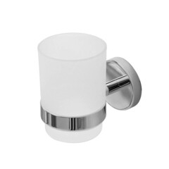 Изображение товара Стакан для ванной Cezares с держателем стекло матовый/металл хром (RELAX-TUMS-01)