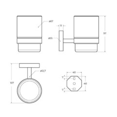 Стакан для ванной Cezares с держателем стекло матовый/металл хром (RELAX-TUMS-01) - фото 3