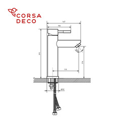 Смеситель для раковины высокий Corsa Deco AS однорычажный черный (FBASLB) - фото 8