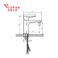 Смеситель для раковины Corsa Deco DS однорычажный черный (FBDSB) - фото 7