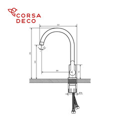 Мойка для кухни Mixline Pro 50х50х20 см врезная с сифоном со смесителем Corsa Deco Creek с высоким изливом сталь графит (556575/FKCSMG) - фото 3