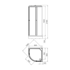 Душевая кабина Domani-Spa Delight Slim 90х90х218 см стекло прозрачное 4 мм с низким поддоном полукруг - фото 2